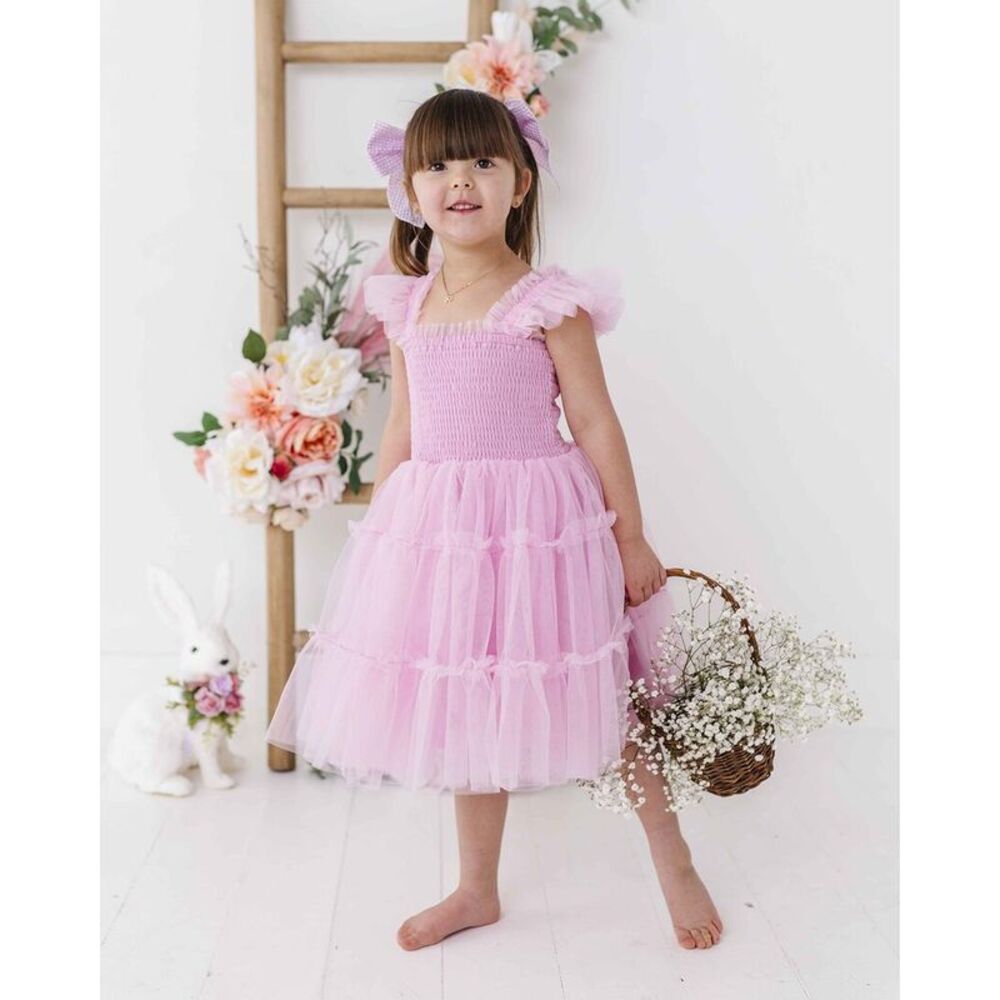 Bums & Roses Girls  Blossom Tulle Bamboo Lined Dress, Multicolor